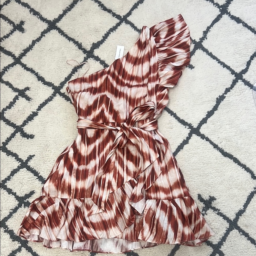 Banana Republic One Shoulder Dress - Brown and Cream